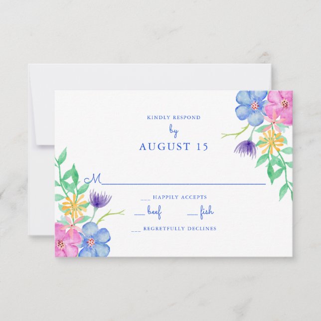 Aquarellfarben-Blume RSVP Karte (Vorderseite)