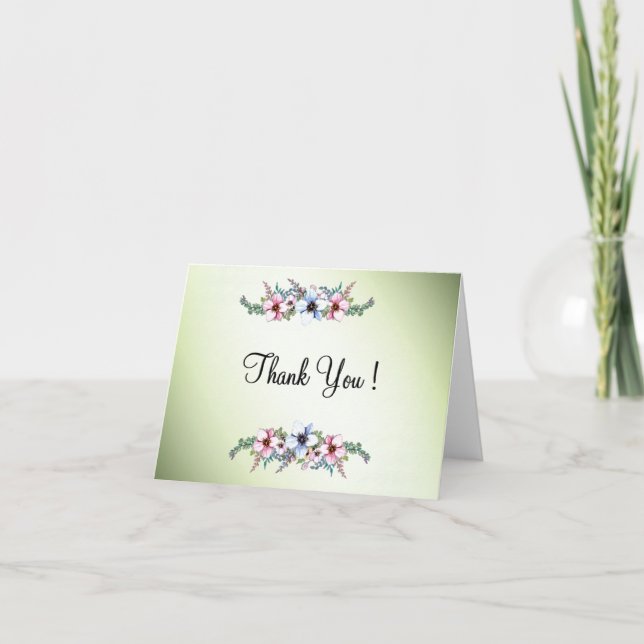 Aquarellfarben Blume Shine Vielen Dank, dass Sie i Dankeskarte (Vorderseite)