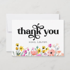 Aquarellfarben Blume Typografie Flat Vielen Dank Dankeskarte