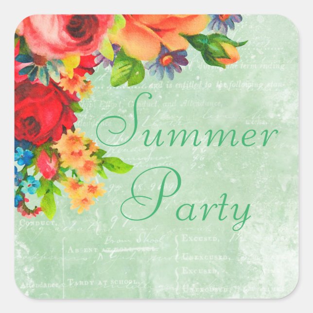 Aquarellfarben Blume Umschlag Aufkleber Aufkleber  (Vorderseite)