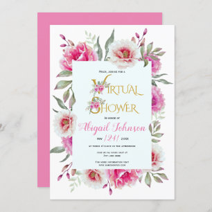Aquarellfarben-Blume, virtuelles Baby oder Brautpa Einladung