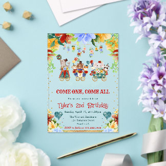 Aquarellfarben Blume Zirkus Tiere Kindergeburtstag Acryleinladungen