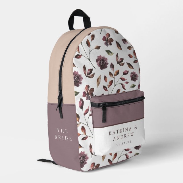 Aquarellfarben-Blumenbriefe Bedruckter Rucksack (Rückseitige Ecke links)