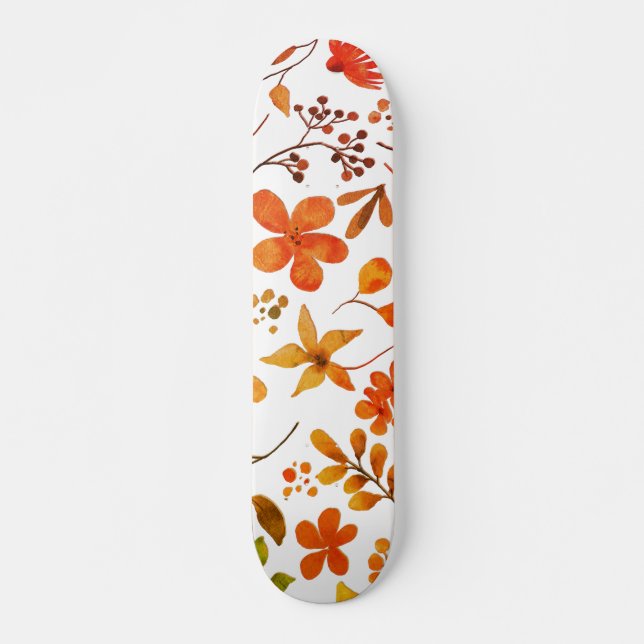 Aquarellfarben Blumendruck Skateboard (Vorne)