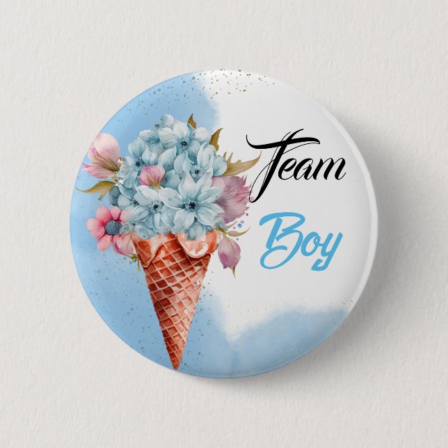 Aquarellfarben Blumeneis Creme Team Boy Gender off Button (Vorderseite)