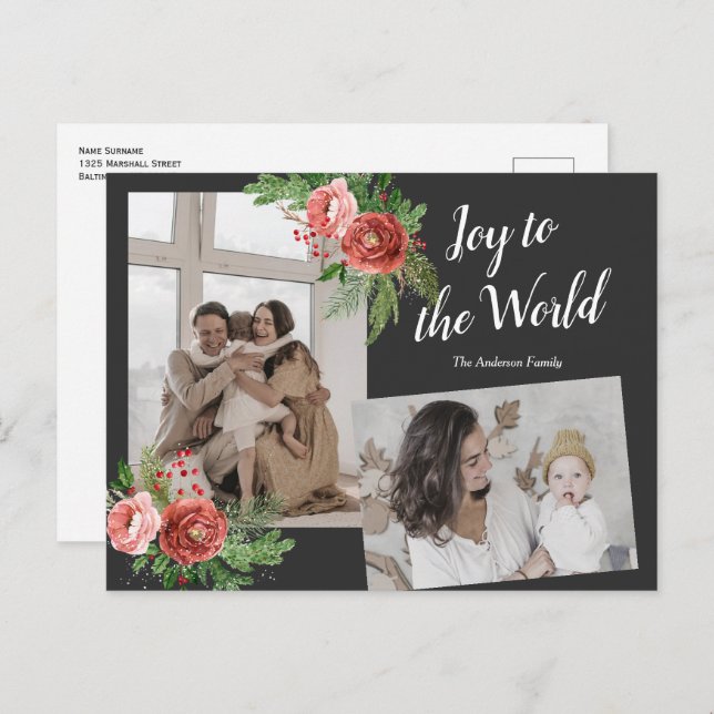 Aquarellfarben Blumengarten Familienfeiertag Fotos Postkarte (Vorne/Hinten)