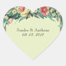 Aquarellfarben Blumengrün und rosa Hochzeitskleber