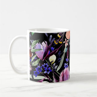 Aquarellfarben Blumenmuster Nahtlose Gartenmuster Kaffeetasse