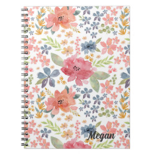 Aquarellfarben-BlumenNotebook mit bunten Blume Notizblock