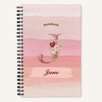 Aquarellfarben-Blumenpapier - Ursprünglich J Notizbuch