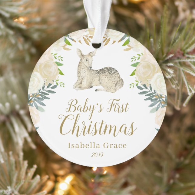 Aquarellfarben Blumentauber Baby's First Christmas Ornament (Baum)
