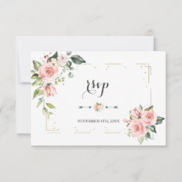 Aquarellfarben Blush Glitzer Frame Wedding RSVP Karte
