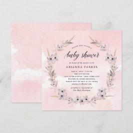 Aquarellfarben | Blush Pink Floral Baby Dusche Einladung