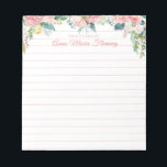 Aquarellfarben Blush Pink Rose Skript Liniert Notizblock<br><div class="desc">Schöne Aquarellbäume in Rosa Rosa und Weiß Blumenbouquets grenzen an einen Notizblock, der mit AUS DEM DESK OF personalisiert ist, und Ihren Namen in einem eleganten Kalligraphieskript-Schriftart, der leicht in Anzug Ihres Stils geändert werden kann. Kontaktieren Sie den Designer über den Zazzle Chat oder makeitaboutyoustore@gmail.com , wenn Sie dieses Design...</div>