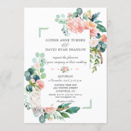 Aquarellfarben Blush White Peonies Rahmen Hochzeit Einladung
