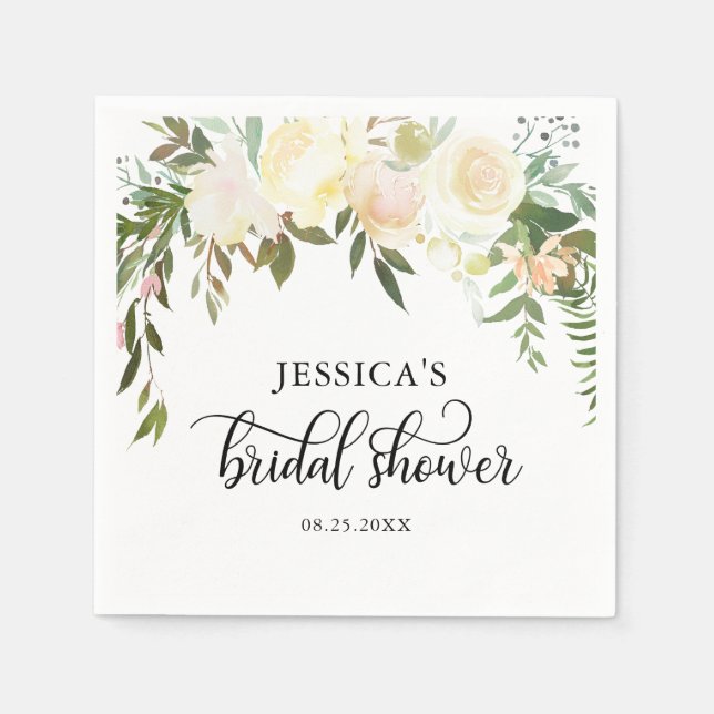 Aquarellfarben Blütenrosa Beige Elfenbeinküste Bra Serviette (Vorderseite)