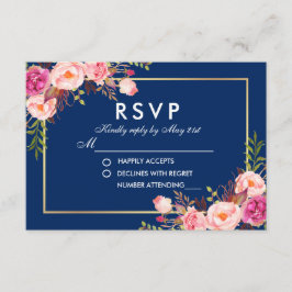 Aquarellfarben Blütenrosa Blush Blue UAWG Wedding RSVP Karte