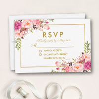 Aquarellfarben Blütenrosa Blush Gold UAWG Wedding
