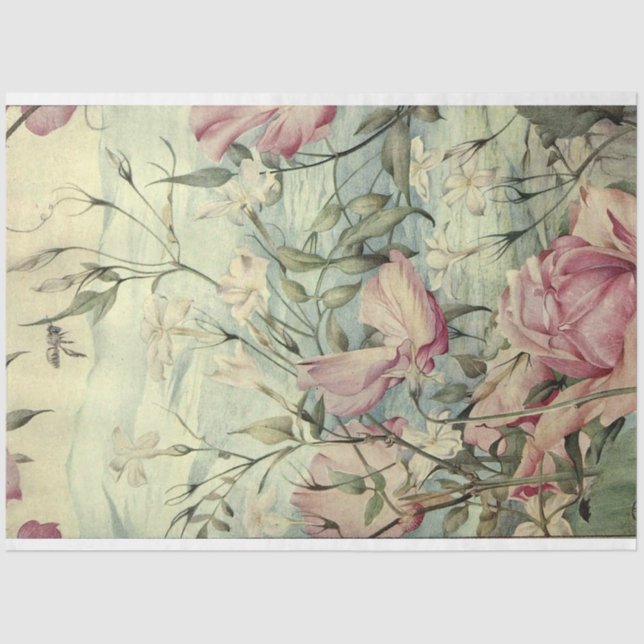 Aquarellfarben Blütenrosa und Blau Seidenpapier (Vorderseite)