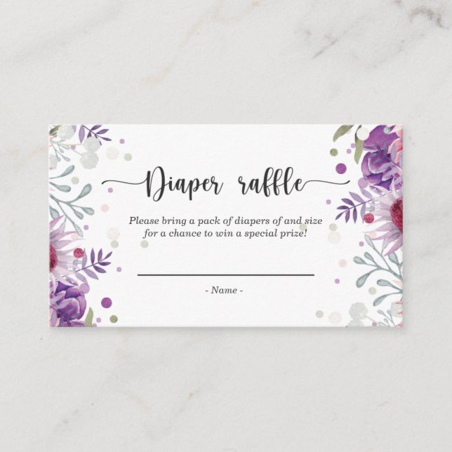 Aquarellfarben Blütenrosa und lila Windelwölfe Begleitkarte (Vorderseite)