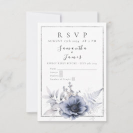 Aquarellfarben Bohemisch Blauer Blütenblume RSVP Karte