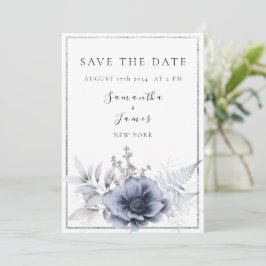 Aquarellfarben Bohemisch Blauer Blütenblume Save The Date