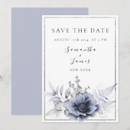Aquarellfarben Bohemisch Blauer Blütenblume Save The Date