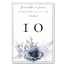 Aquarellfarben Bohemisch Blauer Blütenblume Tischnummer