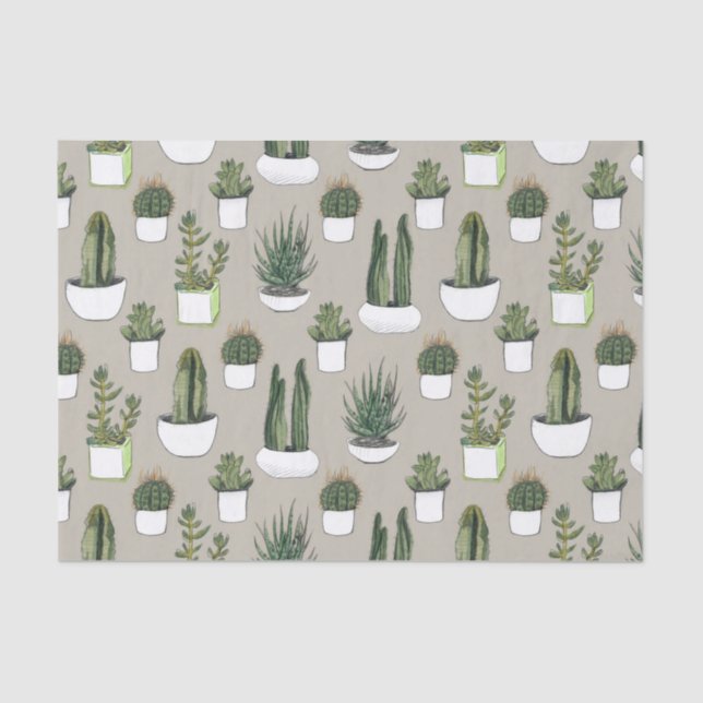 Aquarellfarben Cacti & Succulent - Beige Seidenpapier (Vorderseite)