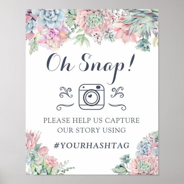 Aquarellfarben Cactus Greenery Hashtag Zeichen Poster (Vorne)