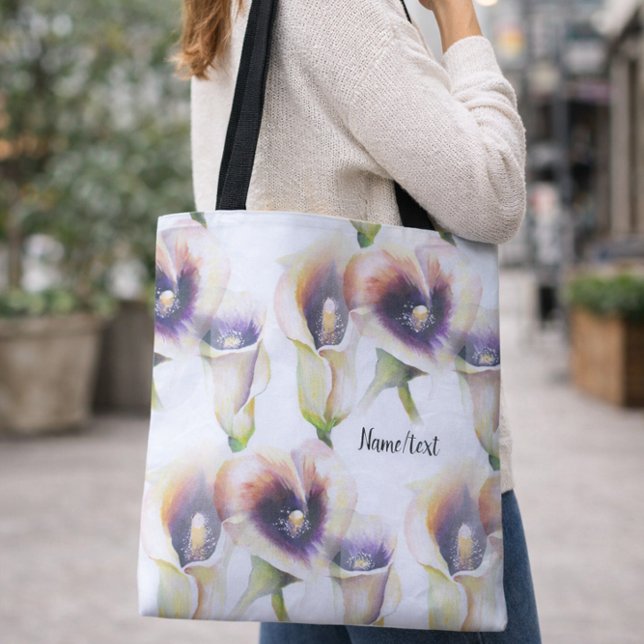 Aquarellfarben Calla Lilies in Text mit Farbverlau (Von Creator hochgeladen)