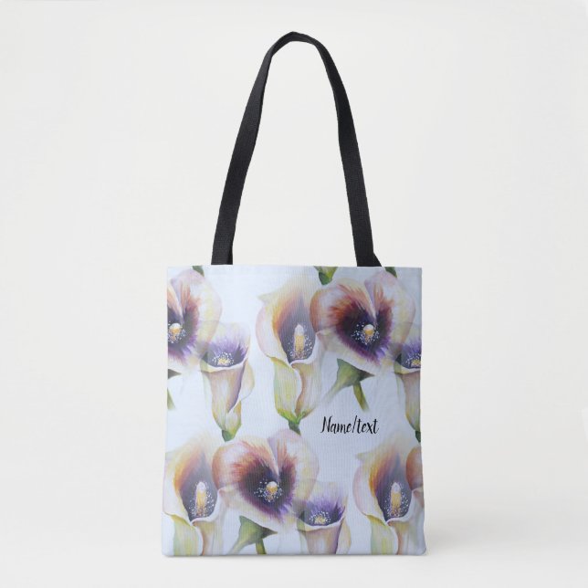 Aquarellfarben Calla Lilies in Text mit Farbverlau (Vorderseite)