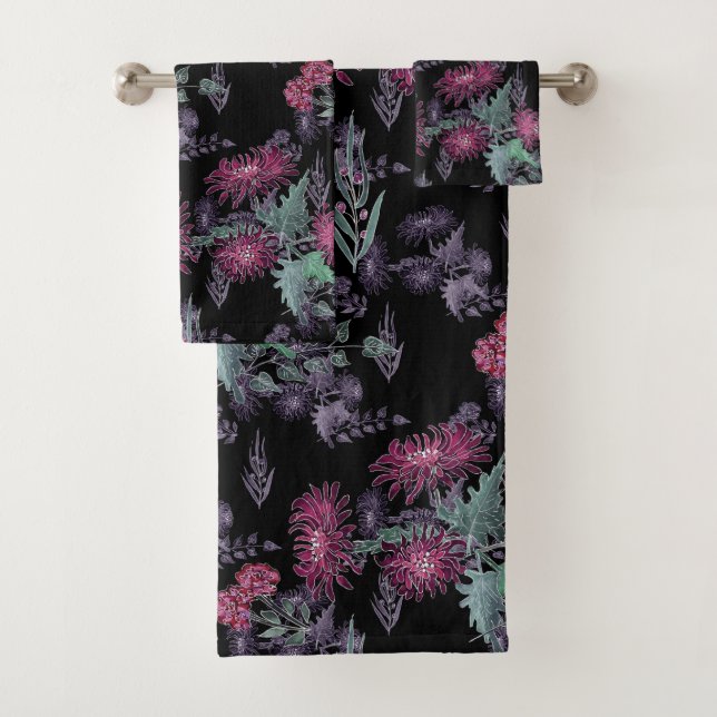 Aquarellfarben Chrysanthemen Blume Blumenfarben Badhandtuch Set (Insitu)
