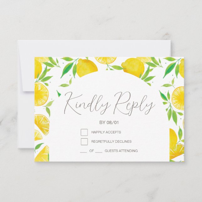 Aquarellfarben Citrus Lemon Babydusche RSVP-Karte RSVP Karte (Vorderseite)