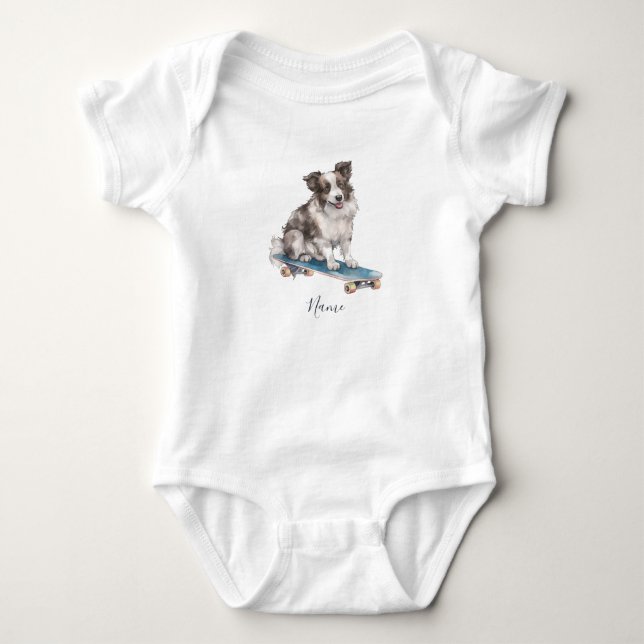 Aquarellfarben - Collie Baby Bodysuit Strampler (Vorderseite)