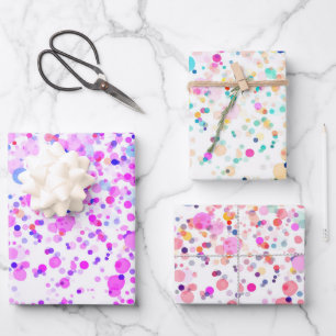 Aquarellfarben Confetti Multicfarbig Abstrakt Geschenkpapier Set