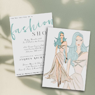 Aquarellfarben Couture Fashion Show Einladung