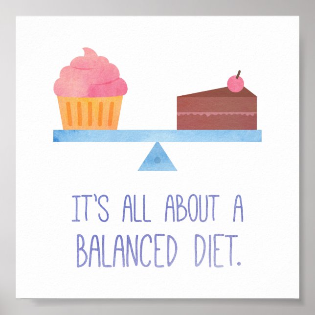 Aquarellfarben Cupcake Balanced Diät Food Spaß Poster (Vorne)