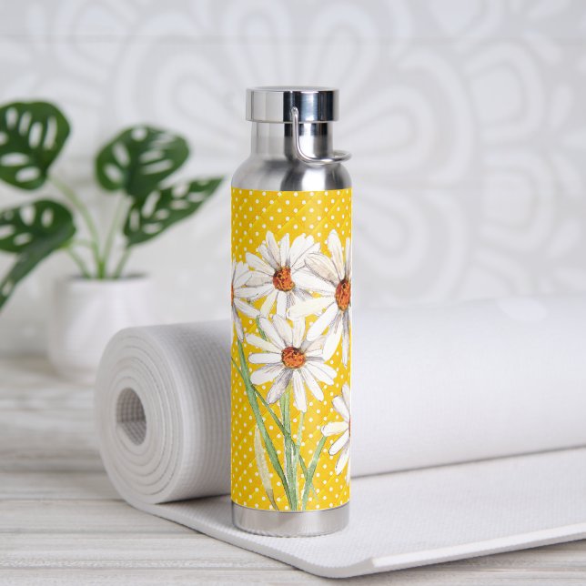 Aquarellfarben-Daisy-Bouquet auf gequilten Punkten Trinkflasche (Yoga)