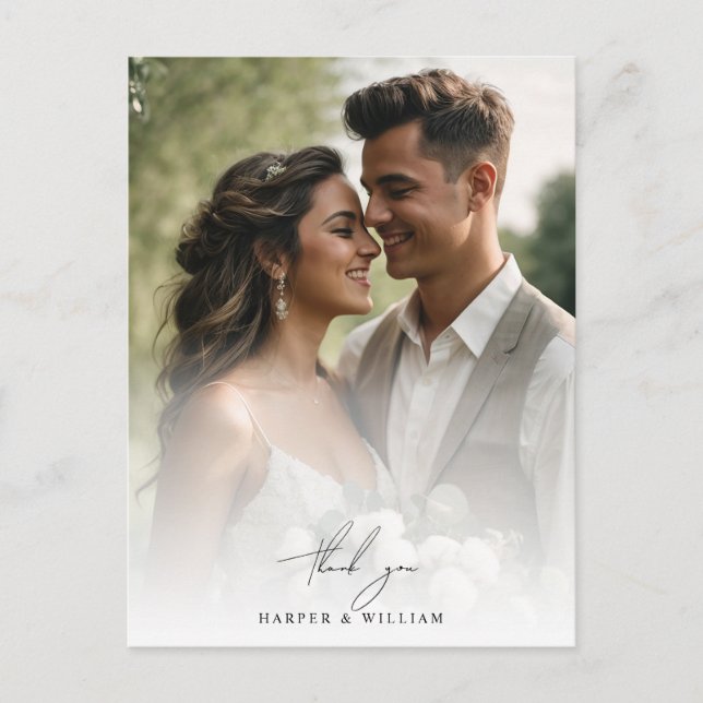 Aquarellfarben danke Ihnen Foto Hochzeit Postcard Postkarte (Vorderseite)