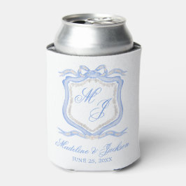 Aquarellfarben-Designer Blaues Monogramm-Wappen Ge Dosenkühler