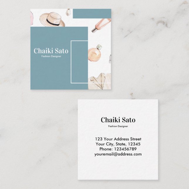 Aquarellfarben-Designer Quadratische Visitenkarte (Vorne/Hinten)