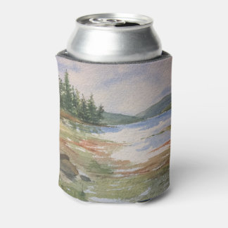 Aquarellfarben Die Meeresküste kann sich kühlen Dosenkühler