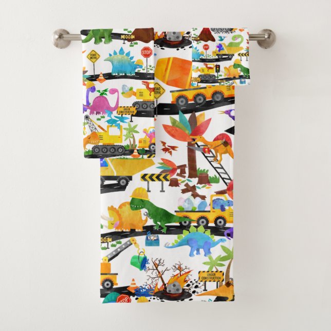 Aquarellfarben Dinosaurier Bau Kinder Niedlich Badhandtuch Set (Insitu)