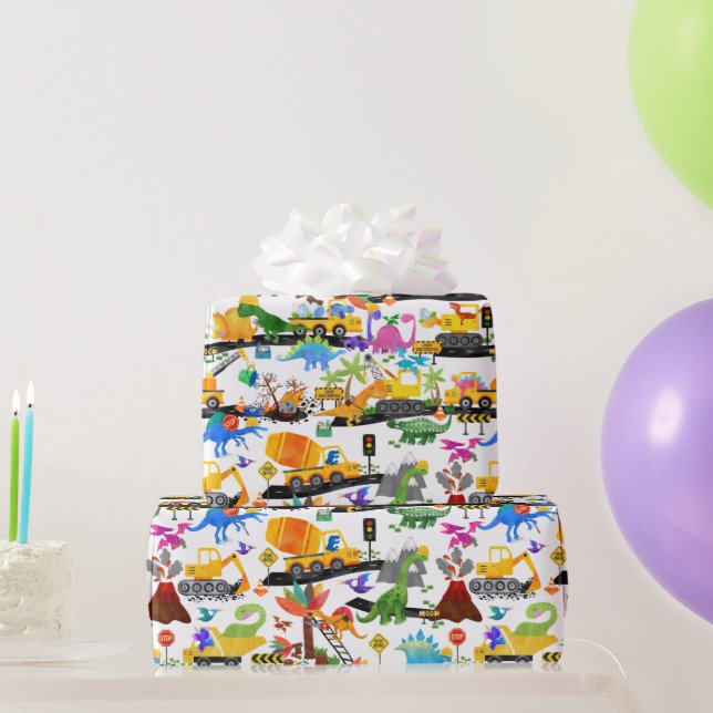 Aquarellfarben Dinosaurier Bau Kinder Niedlich Geschenkpapier