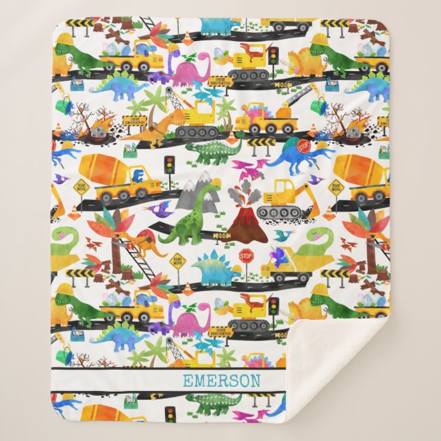 Aquarellfarben Dinosaurier Bau Kinder Niedlich Sherpadecke (Vorderseite)