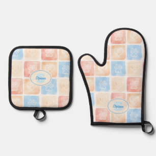 Aquarellfarben - Drucke und Herz in Schachteln Ofenhandschuh & Topflappen-Set