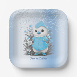 Aquarellfarben Duck Blue Flowers Papierplatte Pappteller