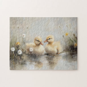 Aquarellfarben Ducklings Dandelion Blume Puzzle