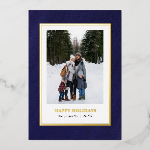 Aquarellfarben Dunkelblau - BLUE Rahmen Foto Weihn Folien Feiertagskarte